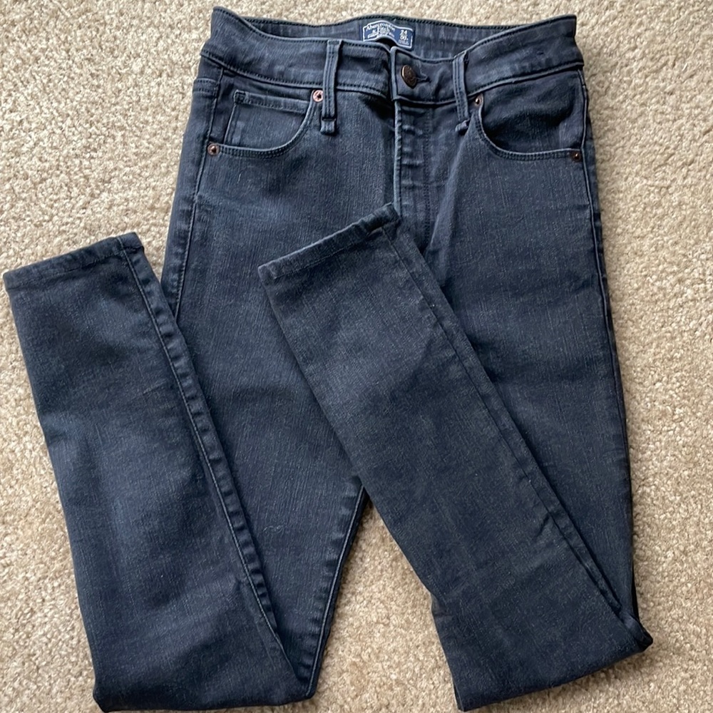 A&F Simone high rise ankle jeans denim in black 24/00 skinny